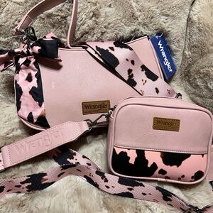 Wrangler Pink and Black Crossbody Bag Set